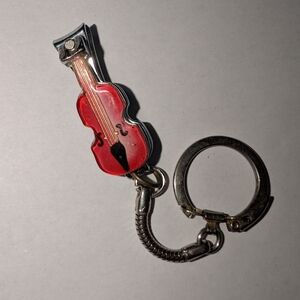 Vintage 1960s Red Violin Nail Clipper Keychain Japan